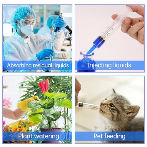 10 Pack 60ml Syringes Without Needle, Sterile & Individually Sealed, Large Plastic Syringes for Liquid, Precise Measuring for Pet Feeding, Scientific Labs & Dispensing - size: 60ml