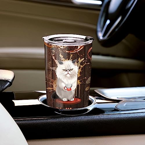 WAZONE Personalized Cat Tumbler With Lid 20oz 30oz Present for Women Girls Daughter Sister Mom Cats Lovers Christmas Birthday Things Animal Gifts Customized Name Insulated Travel Cup Mug - color: Cat