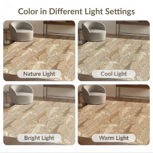 6'x9' Washable Graphic Shark Area Rug, Tan Non-Shedding Pet Friendly Room Rug Foldable Easy Care Carpet for Queen Size Bedroom, Under Bed, Master Suite | Ref:2067660 - color: Beige/Pattern 18, size: 6' x 9' (Rectangular)