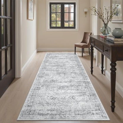 Soalmost Washable Kitchen Runner Rug 3x6 Hallway Entry Rugs Non-Slip, Grey - color: Grey, size: 3' x 6' (Runner)