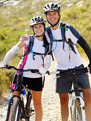 Bencailor 2 Pairs Sun Arm Sleeves for Men Women with 2 Finger Holes Anti Slip Long Cooling Arm UV Protective Sleeves - color: Black, White