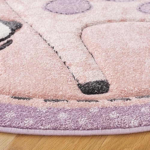 SAFAVIEH Carousel Kids Collection Area Rug - 3' Round, Blush Pink, Geometric Design, Ideal for High Traffic Areas in Living Room, Bedroom, Dining (CRK120U) - color: Blush Pink, size: 3' (Round)