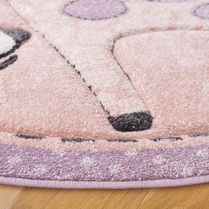 SAFAVIEH Carousel Kids Collection Area Rug - 3' Round, Blush Pink, Geometric Design, Ideal for High Traffic Areas in Living Room, Bedroom, Dining (CRK120U) - color: Blush Pink, size: 3' (Round)