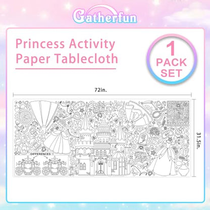 Gatherfun Princess Party 자이언트 컬러링 포스터 - 80.9 x 182.9cm(31.5 x 72인치) - 다용도 교실 벽 장식 및 생일 활동 - 학교 파티 및 특별 이벤트를 위한 공주 포스터 또는 테이블 커버 - style: 프린세스