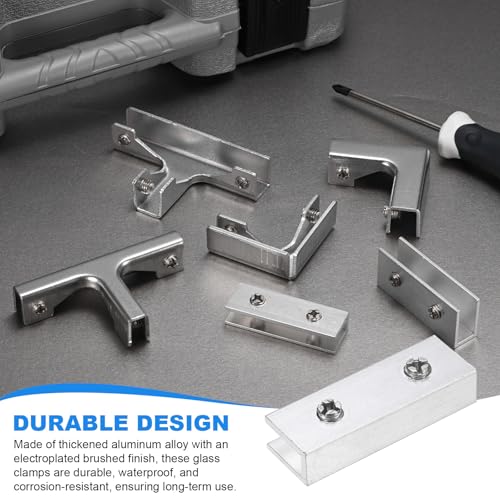 M METERXITY Glass Fixing Clip (3-7mm) 2 PCS - Aluminum Alloy Glass Combination Fixing Bracket & Reinforced Clip Clamp Accessories, Apply to DIY Display Cabinet/Fish Tank - size: 3-7mm