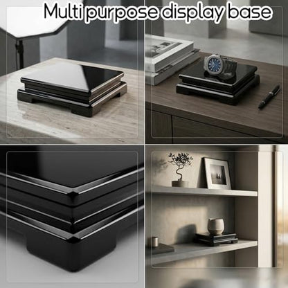 3 Pcs Square Wooden Display Stand Square Vase Riser 6.7 x 6.7 x 2 Inch Black Pedestal Stand Wood Vase Display Base for Collectibles Trophy Aquarium Lamp Teapot Home Decoration
