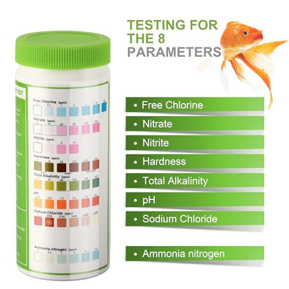 AAwipes 8-in-1 Aquarium Test Kit (150 Strips) for Freshwater & Saltwater - Quick & Accurate Water Testing for Aquariums & Ponds. Tests Free Chlorine, Hardness, pH, Ammonia Nitrogen, etc. (K02-150) - color: 150 Strips