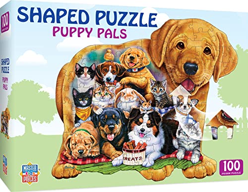 MasterPieces 100 Piece Shaped Jigsaw Puzzle for Kids - Pets Pals - 14"x19" - style: Puppy Pals