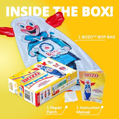 INFLATABLE DUDES Bozo the Clown 47 Inches – The Original Bop Bag Design | Kids Punching Bag | Already Filled with Sand | Punching Bag for Kids | Target | His Nose Squeaks! - (Officially Licensed)