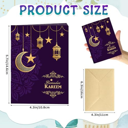4 Sets Eid Gift Card Book, Eid Mubarak Money Holder Cards with Envelopes, Islamic Holiday Ramadan Kareem Gift Card Booklet Organizer for Family, Friends - color: Eid.Book.Dark