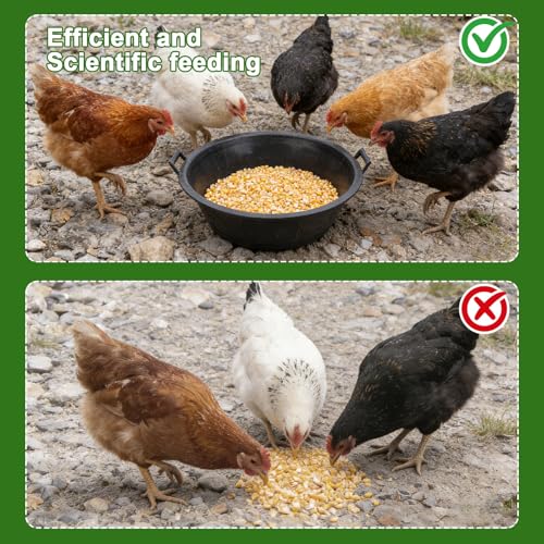 4Pcs Large Rubber and Plastic Feed Pan with Handle, 8.6 Gallon 34 Quart | Utility Horse Feed Bucket, For Cats Dogs Goats Chicken, Dust Bath Container, Animal Feeding Watering Bowl
