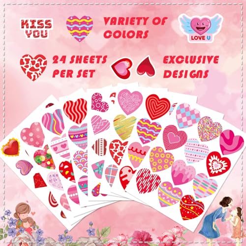 336 PCS Heart Stickers for Kids, Valentine Day Love Stickers - style: Valentine Stickers