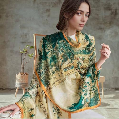 Xyueanlo Scarfs for Women Lightweight Scarves Fashion Print Floral Pattern Head Scarf Wraps Shawls - color: Yellow