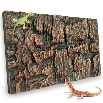 23.6x17.7in Rock Terrarium Background,3D Reptile Tank Background Board,Amphibian Stereo Backdrop Wall,Lizard Snake Gecko Spider Turtle Fish pet silo Background Decorative Panel(Brown) - color: brown-23.6"* 11.8"（1pcs）