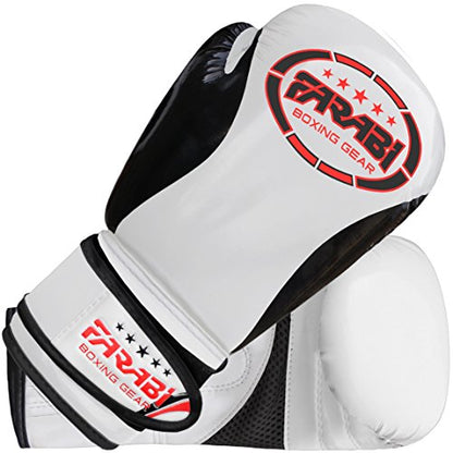 Farabi Boxing Gloves Kids Junior Muay Thai Kick Boxing Training MMA Punching Bag - color: White Black, size: 6OZ