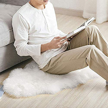 LOCHAS Deluxe Super Soft Fluffy Shaggy Home Decor Faux Sheepskin Rug for Bedroom Floor Sofa Chair, Chair Cover Seat Pad Couch Pad Area Carpet, 2ft x 3ft, Ivory White