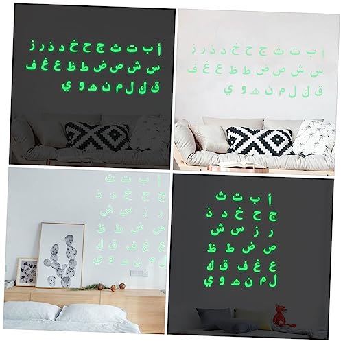 Toddmomy Arabic Alphabet Glow Dark Wall Sticker Educational Decals for Boy Girl Room Nursery Decorative Arabic Letters Wall Art