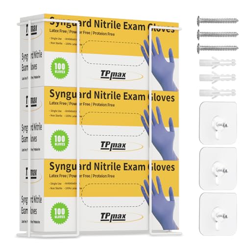 TPmax L Size Gloves Box Holder Glovesbox Wire Rack Dispenser for Gloves,Tissues Paper Towels Organizer - Mounting Accessories Included - Holds 3 boxes - Perfect for Lab, Food Service and Home - style: Triple