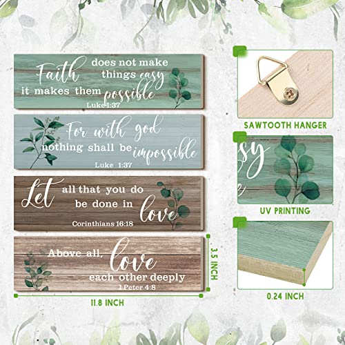 Yulejo 4 Pieces Bible Verses Wall Decor Psalms Scripture Wooden Christian Sign Rustic Wall Art Prayer Decorations for Home (Retro) : Home & Kitchen