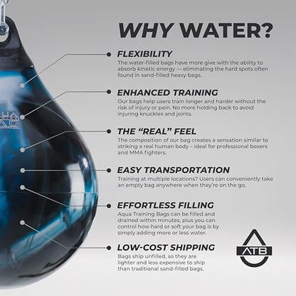 Aqua Training Bag 21" 190 Pound Heavy Punching Bag | Made in The USA and Built to Last | Easier On Joints So You Can Train for Longer | Water-Filled & Versatile - color: Bad Boy Blue