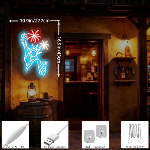 Statue Of Liberty Neon Sign Patriotic Holiday Wall Decor-10.9" x 16.9" - color: Statue of Liberty