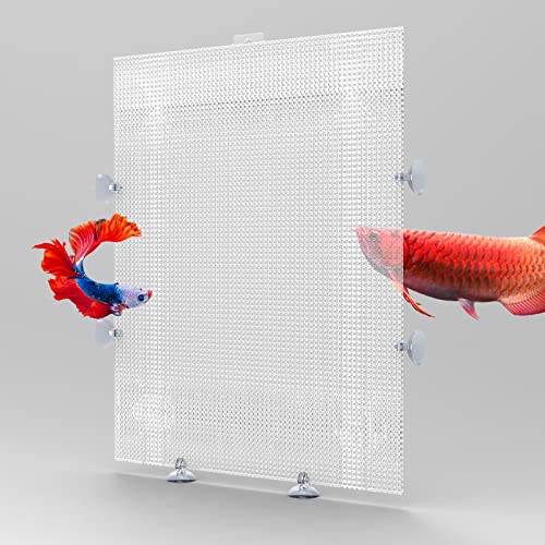 2 Pack Fish Tank Divider with Suction Cup, Aquarium Divider Plastic Cuttable Grid Plate for Juvenile Fish Separator DIY Designed Clear Easy to Bent Cut and Assemble, 10x13in - size: 10x13in