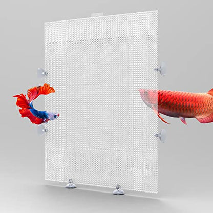 2 Pack Fish Tank Divider with Suction Cup, Aquarium Divider Plastic Cuttable Grid Plate for Juvenile Fish Separator DIY Designed Clear Easy to Bent Cut and Assemble, 10x13in - size: 10x13in