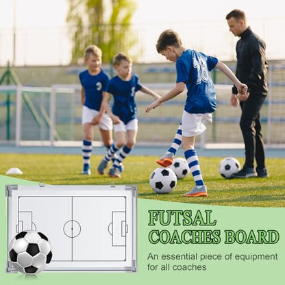 Joyeee Soccer Whiteboard, Large Waterproof Double-Sided Football Coaches Board, Magnetic Full-Court & Half-Court Futsal Ball Dry Erase Board Aluminum Frame, Soccer Training Accessories 17 x 12 Inch