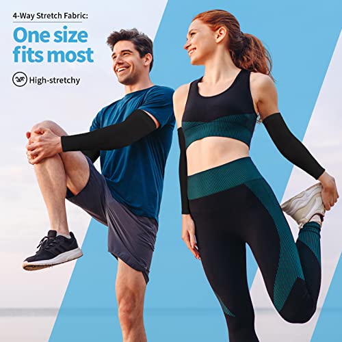 YESLIFE UPF 50 Cooling Sports Arm Sleeve for Men&Women - color: Black - With Thumb Hole