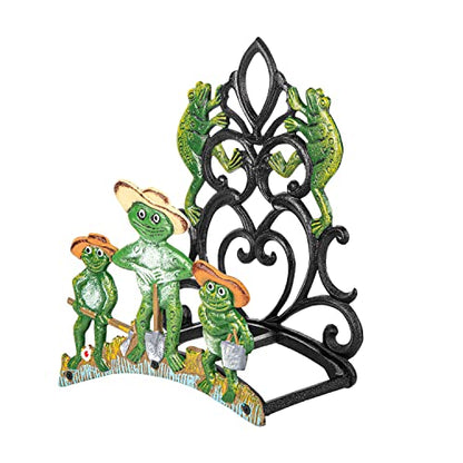 Sungmor Cast Iron Wall Mounted Garden Hose Holder - Five Frogs Rack | Large Capacity & Heavy Duty Cast Iron Water Hose Holder for Outside,Watering Hose Metal Stand Sturdy Pipe Hanger - color: Shape D-frog