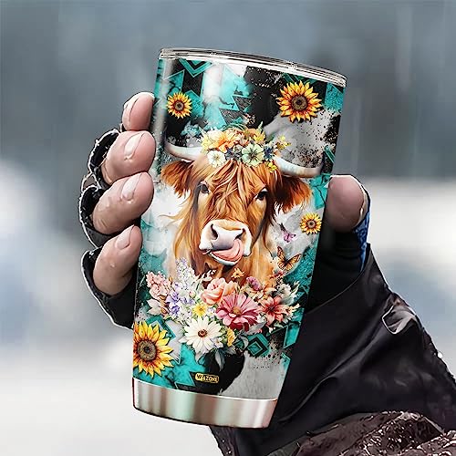 WAZONE Personalized Cow Tumbler With Lid Western Cowhide 20oz 30oz Custom Name Vacuum Travel Mug Insulated Cup Christmas Birthday Gift for Women Girl Daughter Sister Animal Lovers - color: Cow