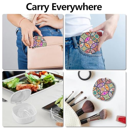 Retainer Case with Mirror & Ventilation Holes - Night Guard & Aligner Case, Colorful Mandala Design - color: Colorful Mandala