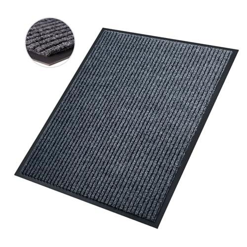 Front Door Mat, 2.7'x4'Indoor Outdoor Welcome Commercial Floor Mat | Heavy Duty Durable Inside Outside Entrance, Waterproof All-Season, All-Weather Non Slip Backing Doormat for Entryway, Black - size: 32"x48"