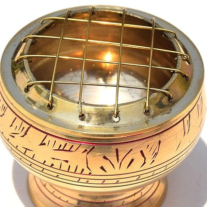Pure Source India Brass Dhoop and Kapur Dhoop Dani 2.3" inch for Home Purifying for Home, Offices & Temples Puja, Hawan Pure Brass Incense Holder - Perfect for Gifting & Home Decor