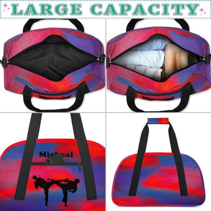 Personalized Martial Art Bag Duffel Bag for Girls, Custom Taekwondo Karate Bag Overnight Bags for Travel Weekender Practice Battle - color: Option 3