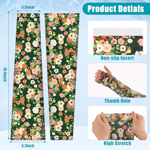 Bebila Gardening Sleeves for Women Farm UV Sun Protection Anti-Scratch Cooling Sleeves with Thumb Hole Arms Cover Outdoors - color: Blossoms