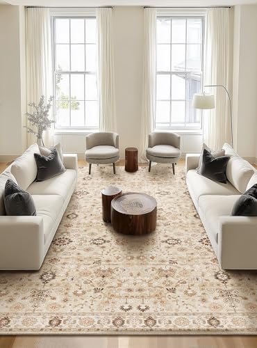 Machine Washable Rugs for Living Room: 10x14 Area Rugs for Bedroom - color: Beige /Khaki/Multi, size: 10' x 14' (Rectangular)