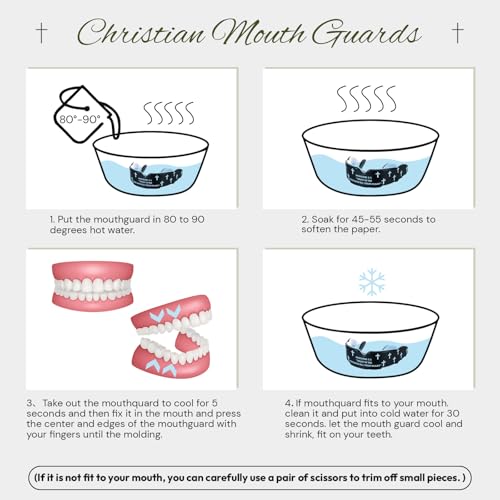 Yaomiao 2 Pcs Mouth Guards Christian Teeth Guards Sport Game Guard & Case Religious MouthGuard Soccer Football Basketball Baseball Wrestling Lacrosse Rugby Boxing Taekwondo - size: Adult, style: White & Black Faith