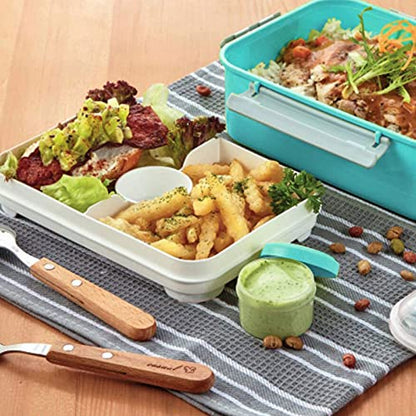 3 Pack Salad Lunch Box Food Storage Containers, 47oz Bento Box To Go Container with Lids, Reusable Meal Prep Containers with Removable Tray & Dressing Pots for Kids and Adults, Microwave Safe - color: Navy&Dark Green&Light Blue