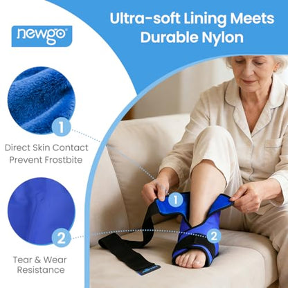 NEWGO Ice Pack Foot Ankle Ice Pack Wrap for Plantar Fasciitis, Foot Surgery Recovery, Hot Cold Therapy Ice Boot Foot for Bunions, Ankle Injury, Swelling, Burning Feet - Blue - color: Blue