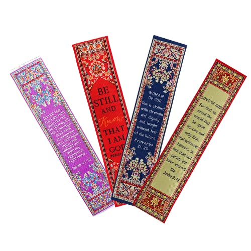 Grandmothers Gift, Themed Assortment of 4 Woven Fabric Bible Verse Bookmarks, Silky Soft & Flexible Religious Bookmarkers for Novels Books & Bibles, Woven Design, Memory Verse Gift - color: Grandmothers Gift