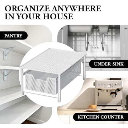 Simple Houseware Stackable Cabinet Basket Drawer Organizer, White - color: White, size: 1-Tier