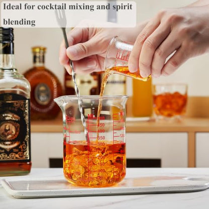 Ackers BORO3.3 High Borosilicate Glass Measuring Cup, Handleless Beaker with V-Shaped Spout, 500 ml (16 oz, 2 Cup) - size: 2Cup,500ML