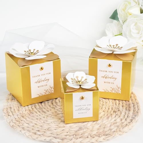 FEIYI 20 PCS Favor Boxes, Gold, 3.55x3.55x3.55 - color: Gold, size: Large-(3.55")