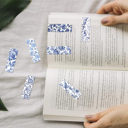 Chinoiserie Magnetic Bookmarks Gifts - 30 PCs Blue and White Book Marks Reading Women Bulk Floral Bird Tree Aesthetic Magnet Page Markers Clip Birthday Back to School World Book Day Decor - style: Chinoiserie