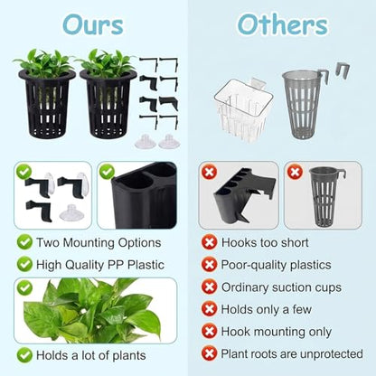 2Pcs Aquarium Plant Holder, Fish Tank Plant Holder for Hydroponic Growing, Plant Holder for Aquarium with Wall Mount Design, for Fish Tank Aquaponic Plant Cultivation and Aquascape Accessories