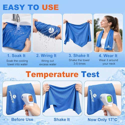 YQXCC 2 Pack Cooling Towels (47"x12"), Ice Cool Towel for Neck & Face | Cooling Neck Wraps, Soft Breathable Microfiber Chilly Towel for Yoga, Golf, Gym, Running, Camping & Hot Weather - color: Dark Gray/Light Gray