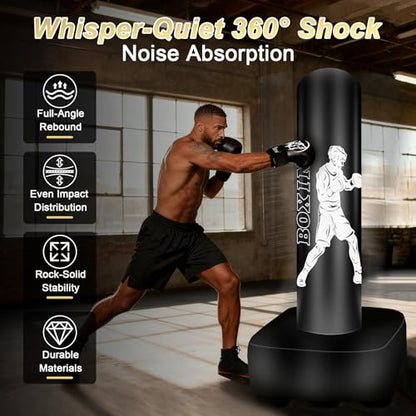 Freestanding Punching Bag for Adults, 70" Heavy Bag Inflatable Boxing Bag, Boxing Equipment Bag with Stand, Kickboxing Bag for Training Gym MMA Muay Thai Fitness - color: White Athlete - Includes Accessories