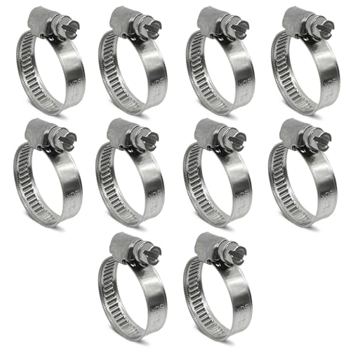 10 Pack SAE Size 10 Stainless Steel Hose Clamps, German Style Embossed Worm Gear Clamp, Adjustable 5/8 to 1-1/16 inch (16-27mm) for Automotive Radiator Hose - size: 5/8 to 1-1/16 inch (10 Pack)