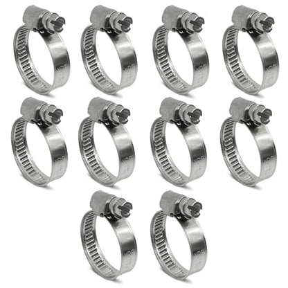 10 Pack SAE Size 10 Stainless Steel Hose Clamps, German Style Embossed Worm Gear Clamp, Adjustable 5/8 to 1-1/16 inch (16-27mm) for Automotive Radiator Hose - size: 5/8 to 1-1/16 inch (10 Pack)